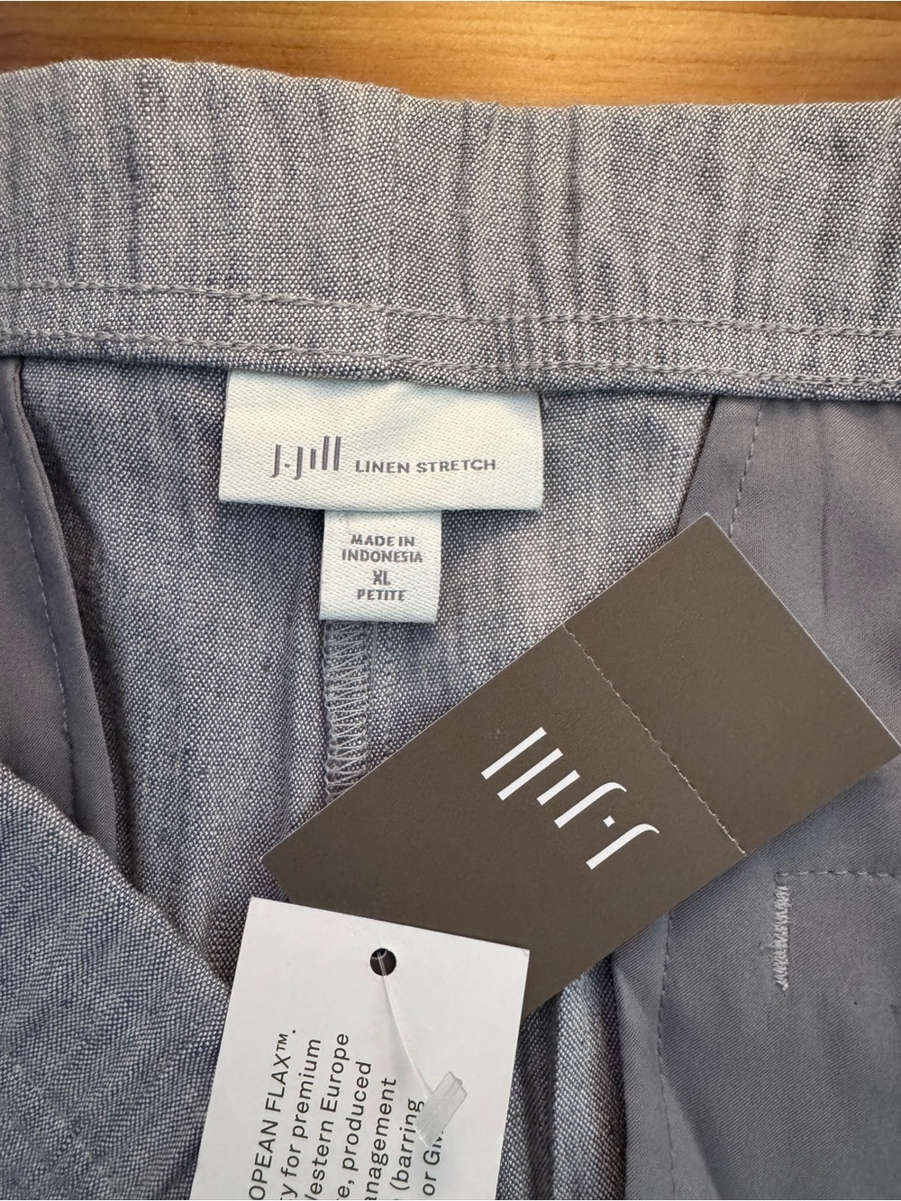 J. Jill Grey Smoke Pull On Linen Stretch Cropped Pants Size XLP New With Tags - Picture 6 of 11